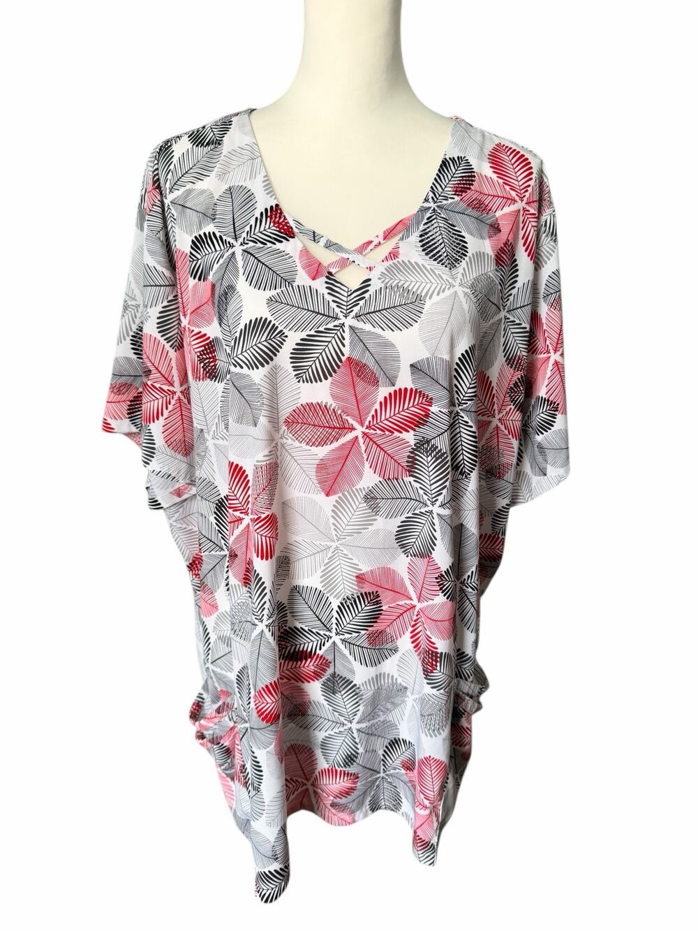 Buttersoft Red Black White Scrub Top 3X